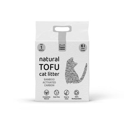 HAPPY MEOW Tofu Clumping Cat Litter Activated Charcoal 2mm 6l