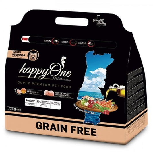 happyOne Mediterraneum Perro Adulto Razas pequeñas - Carne fresca de ave 3 kg