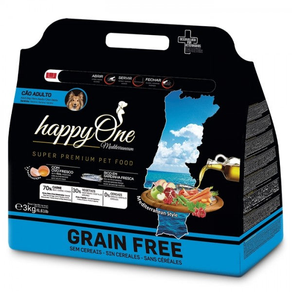 happyOne Mediterraneum Cão Adulto - Sardinha fresca 3 kg