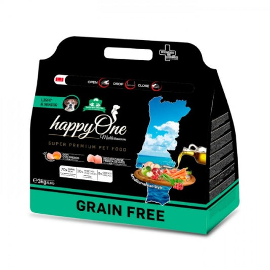 happyOne Mediterraneum Perro Light & Sénior Aves 12 kg