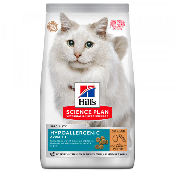 Hill's Hypoallergenic Adult - Dry Cat Food for Cats with Allergies - Egg & Insect 1.5 kg