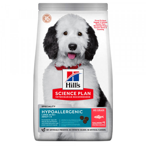 Hill's Hypoallergenic Large Adult - Pienso seco para perro de raza grande con alergias - Salmón 14 kg