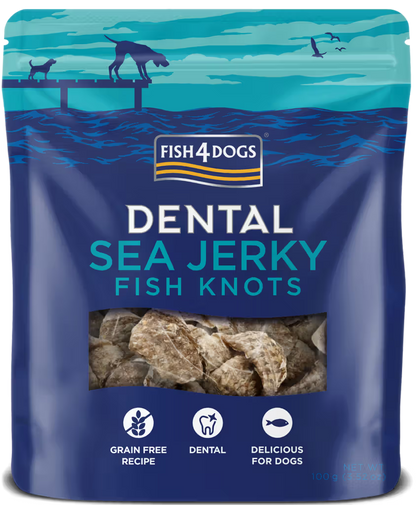 Fish4Pets Dental Sea Jerky Fish Knots Cão Peixe Branco - Snack para cão para saúde dentária e controlo de peso