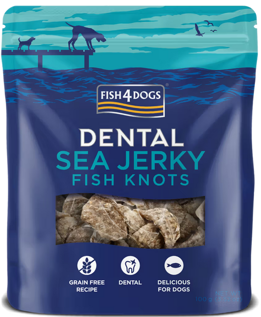 Fish4Pets Dental Sea Jerky Fish Knots Perro Pescado Blanco - Snack para perro para salud dental y control de peso