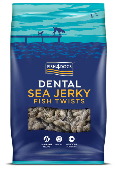 Fish4Pets Dental Sea Jerky Fish Twists Cão Peixe Branco - Snack para cão para controlo de peso