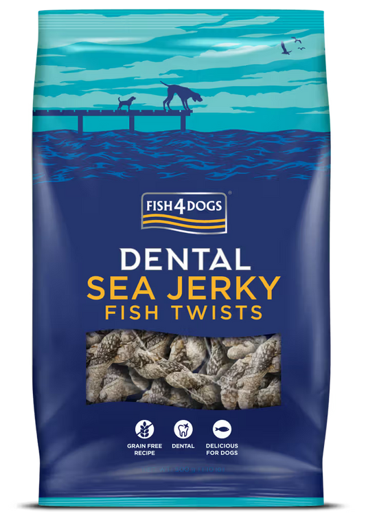 Fish4Pets Dental Sea Jerky Fish Twists Perro Pescado Blanco - Snack para perro para control de peso