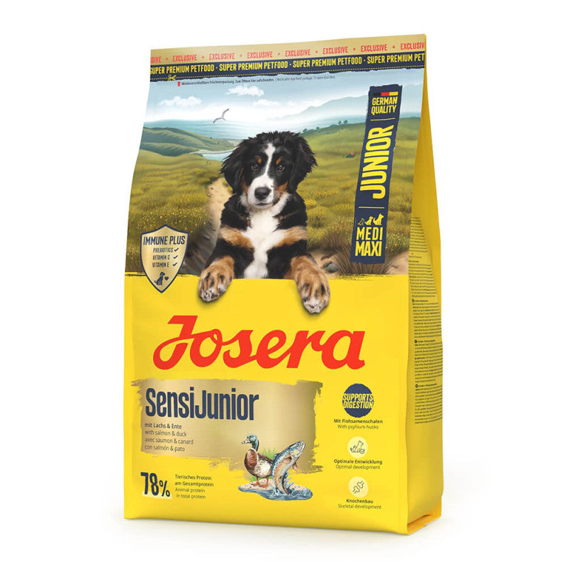 Josera Medi Maxi SensiJunior - Pienso Seco para Perro Cachorro Mediano/Grande con Sensibilidades - Pato y Salmón 3 kg