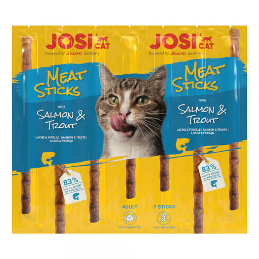 Snack em Stick JosiCat de Salmão e Truta (sem cereais) para Gato Adulto | 7 Sticks