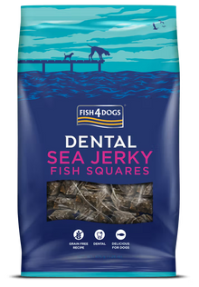 Fish4Pets Dental Sea Jerky Fish Squares Cão Peixe Branco - Snack para cão para saúde dental e controlo de peso