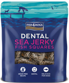 Fish4Pets Dental Sea Jerky Fish Squares Cão Peixe Branco - Snack para cão para saúde dental e controlo de peso