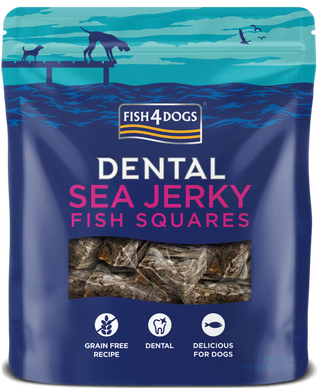 Fish4Pets Dental Sea Jerky Fish Squares Cão Peixe Branco - Snack para cão para saúde dental e controlo de peso