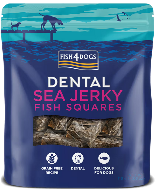 Fish4Pets Dental Sea Jerky Fish Squares Perro Pescado Blanco - Snack para perro para salud dental y control de peso