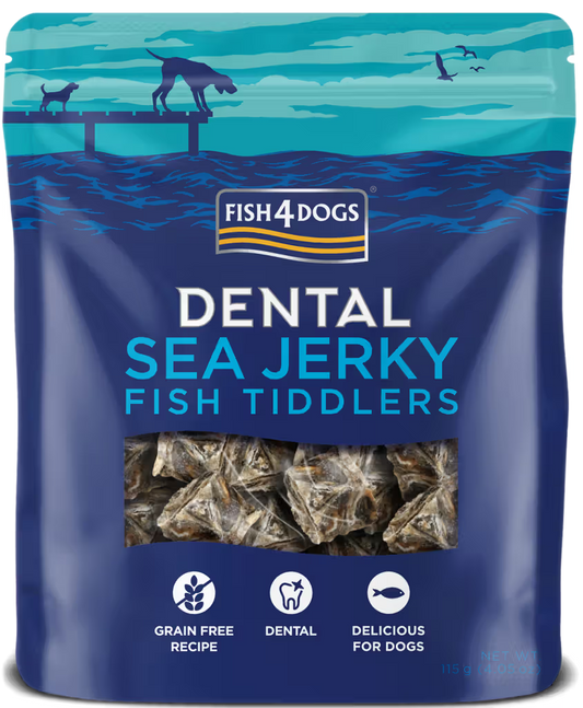 Fish4Pets Dental Sea Jerky Fish Tiddlers Perro Pescado Blanco - Snack para perro para salud dental y control de peso