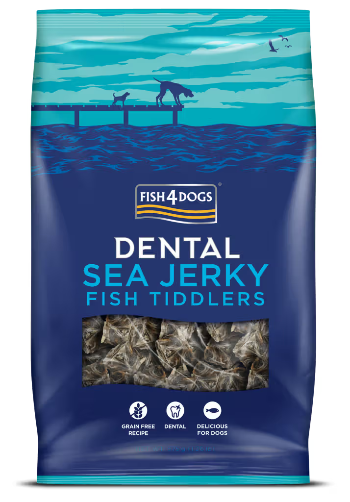 Fish4Pets Dental Sea Jerky Fish Tiddlers Cão Peixe Branco - Snack para cão para saúde dentária e controlo de peso