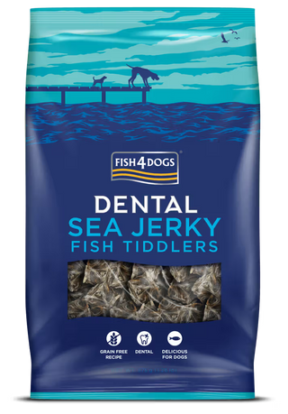 Fish4Pets Dental Sea Jerky Fish Tiddlers Cão Peixe Branco - Snack para cão para saúde dentária e controlo de peso