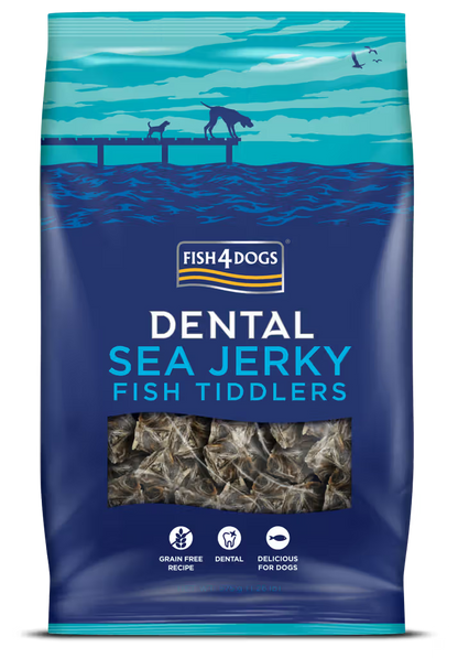 Fish4Pets Dental Sea Jerky Fish Tiddlers Cão Peixe Branco - Snack para cão para saúde dentária e controlo de peso