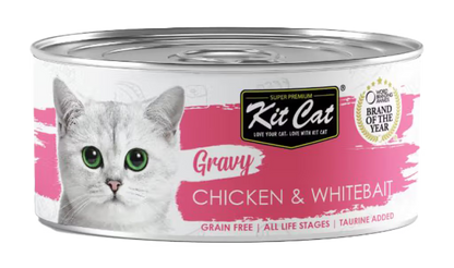 Kit Cat Gravy Gato Frango e Isca Branca Grain-Free - Ração húmida para gato