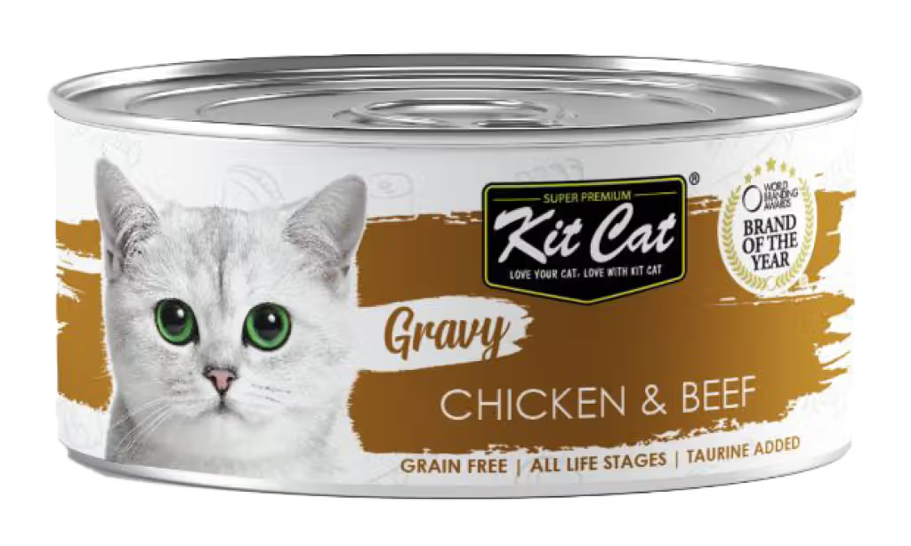 Kit Cat Gravy Gato Frango e Carne de Vaca Grain-Free - Ração húmida para gato