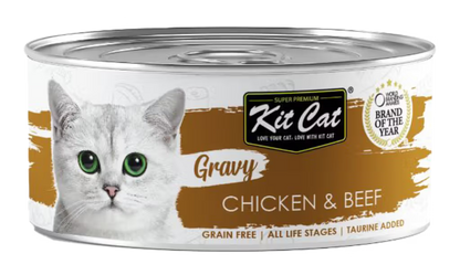 Kit Cat Gravy Gato Frango e Carne de Vaca Grain-Free - Ração húmida para gato