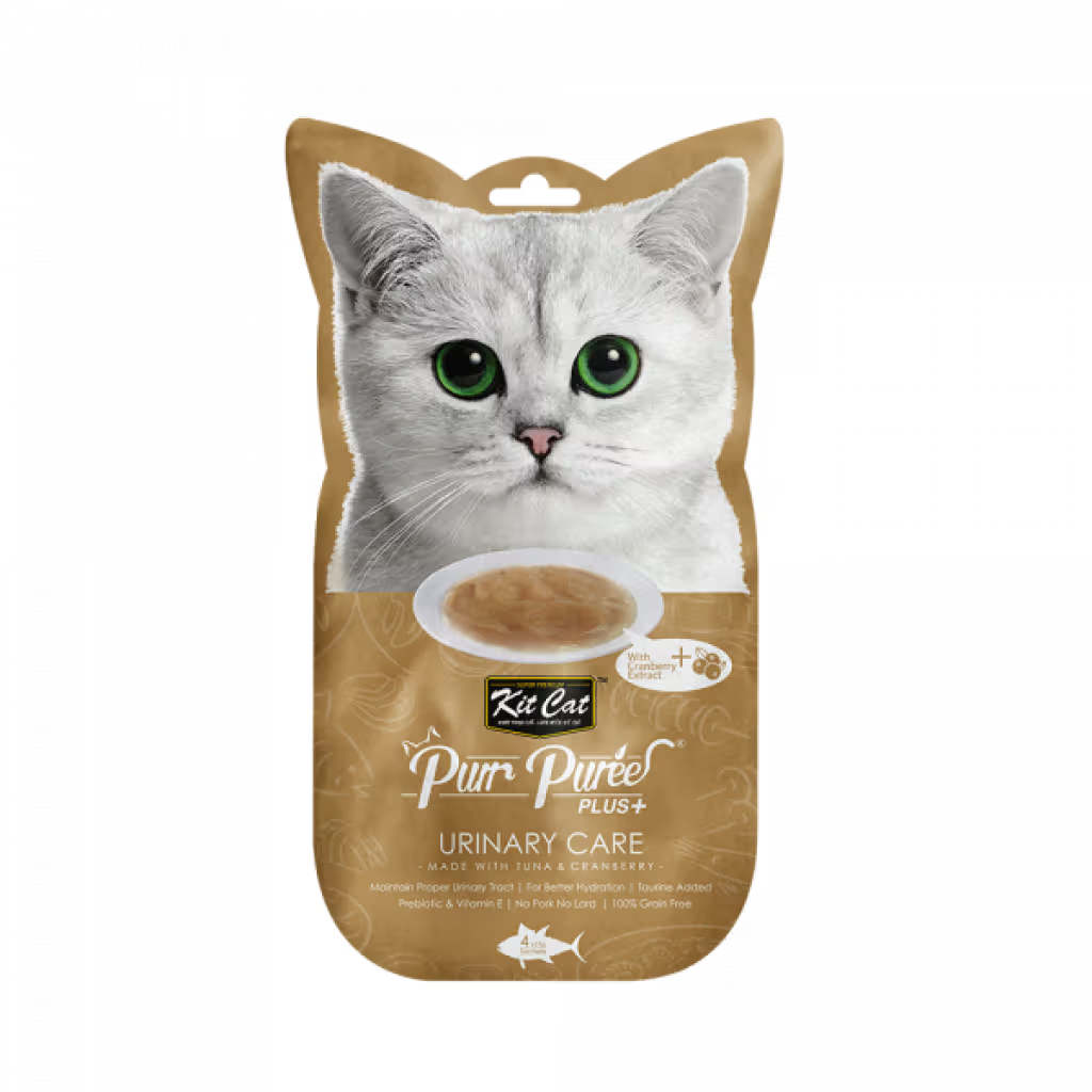 Kit Cat Purr Puree Plus+ Gato Grain-Free Atum e Arando - Ração húmida para gato para o trato urinário