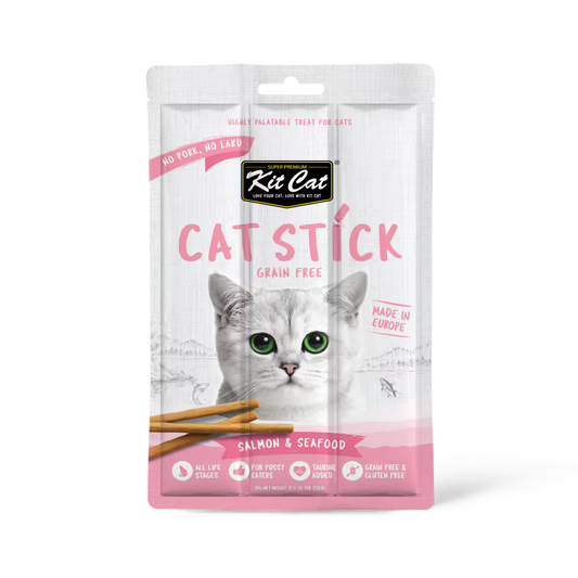 Kit Cat Stick Gato Salmão e Marisco Grain-Free - Snack para gato