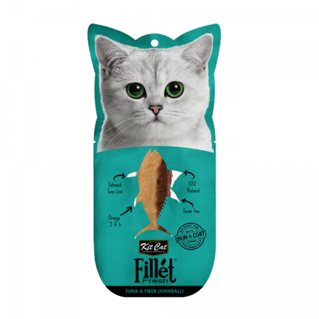 Kit Cat Fillet Fresh Gato Atum e Fibra Grain-Free - Ração húmida para gato para controlo de bolas de pelo