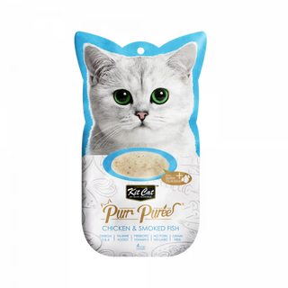 Kit Cat Purr Puree Gato Frango e Peixe Fumado Grain-Free - Ração húmida para gato