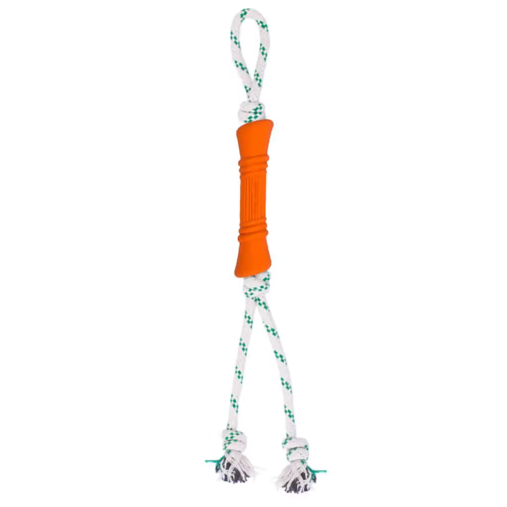 Green Sheep Natural Rubber Bone Rope Toy - Orange - Juguete para perro