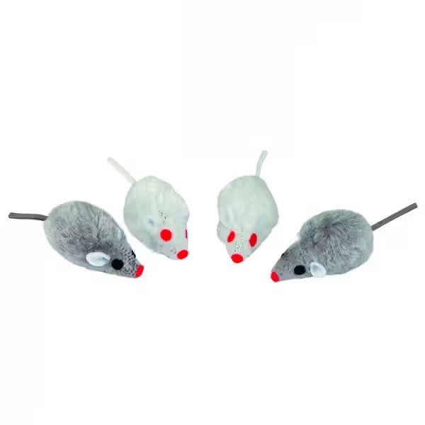 Kerbl Ratinhos Peludos Cinza e Branco - Juguete para gato