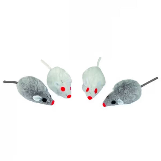 Kerbl Ratinhos Peludos Cinza e Branco - Brinquedo para gato
