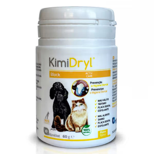 KimiPharma KimiDryl Block Flocos Cão e Gato - Snack para cão e gato para higiene oral