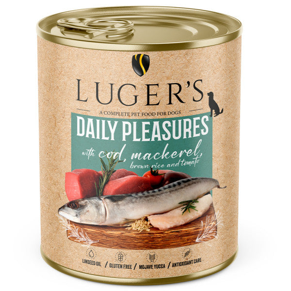 Luger's Daily Pleasures - Alimento Húmedo para perro adulto - Bacalao, arroz integral, caballa y tomate 800 g
