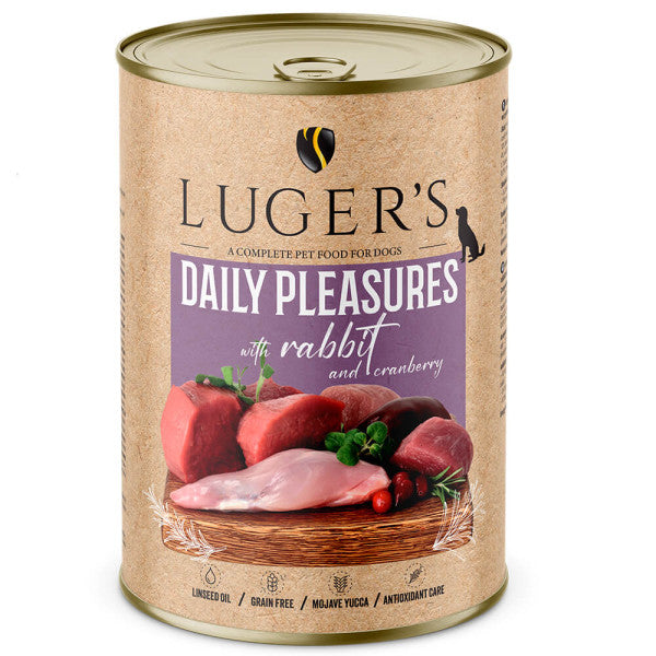 Luger's Daily Pleasures - Alimento húmido para cão adulto - Coelho e arandos | 6x400 g