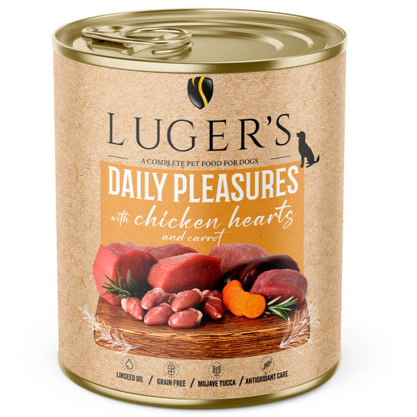 Luger's Daily Pleasures - Alimento húmedo para perro adulto - Corazones de pollo y zanahoria 800 g