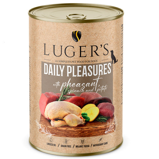 Luger's Daily Pleasures - Alimento húmido para cão adulto - Faisão, espinafres e batata | 6x400 g