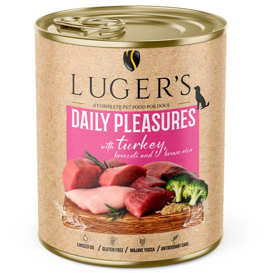 Luger's Daily Pleasures - Alimento húmido para cão adulto - Peru, brócolos e arroz integral | 6x800 g