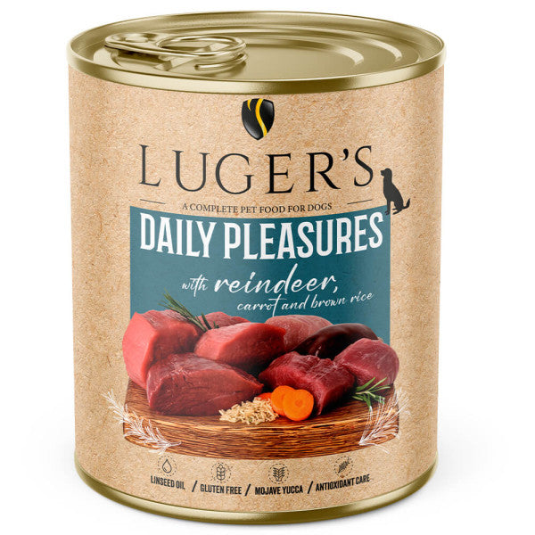 Luger's Daily Pleasures - Alimento húmedo para perro adulto - Reno, zanahoria y arroz integral 800 g