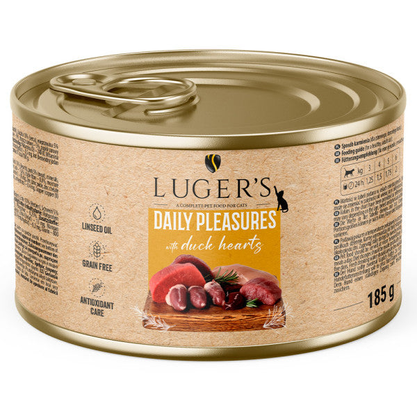 Luger's Daily Pleasures - Alimento húmedo para gato adulto - Corazón de pato | 6 x 185 g