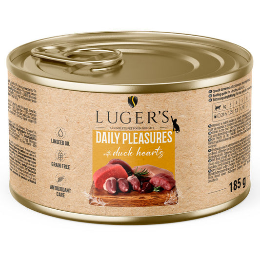 Luger's Daily Pleasures - Alimento húmido para gato adulto - Coração de pato | 6x185 g