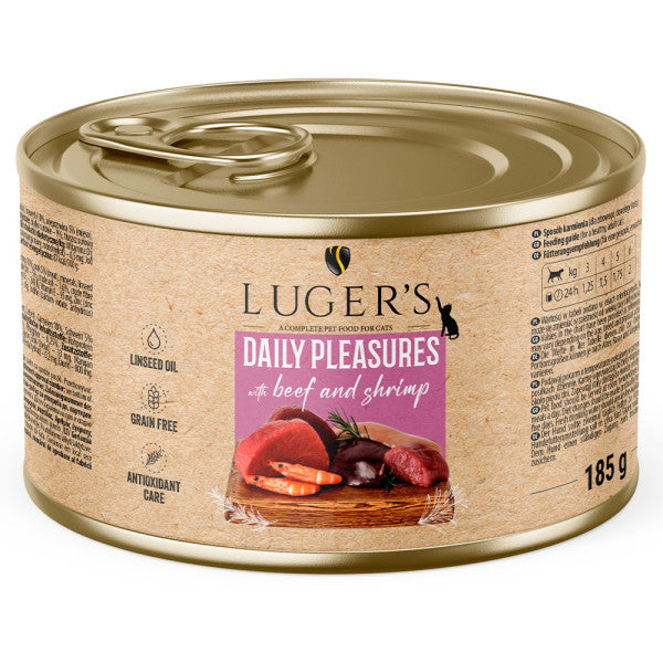 Luger's Daily Pleasures - Alimento húmedo para gato esterilizado - Vaca y gambas | 6 x 185 g