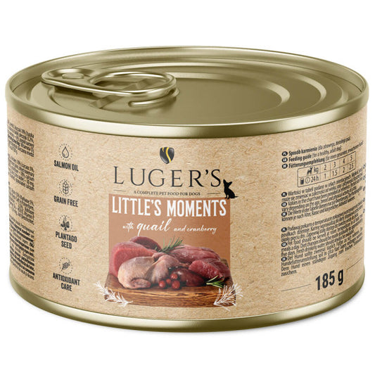 Luger's Little's Moments - Wet Food for Adult Mini Dogs - Quail and Cranberries | 6 x 185 g