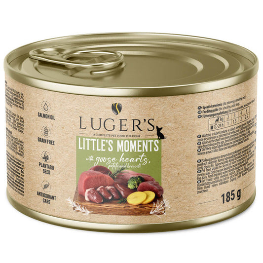 Luger's Little's Moments - Wet Food for Adult Mini Dogs - Goose Heart, Potato and Broccoli | 6 x 185 g