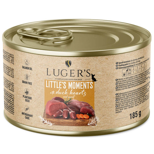 Luger's Little's Moments - Wet Food for Adult Mini Dogs - Duck Heart and Carrot | 6 x 185 g
