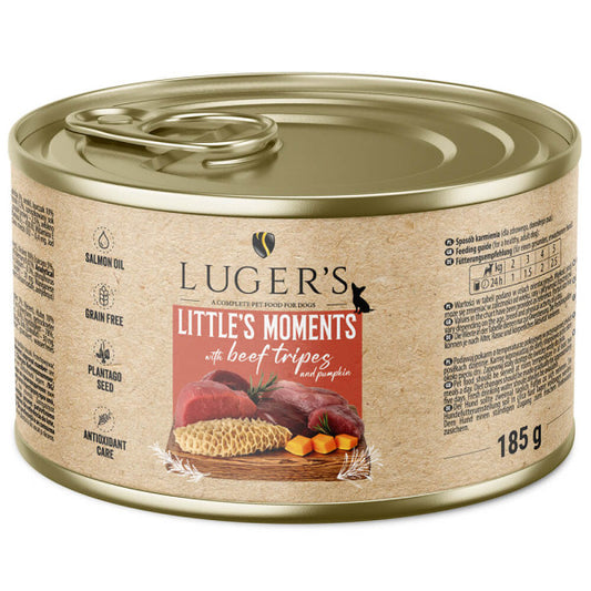 Luger's Little's Moments - Wet Food for Mini Adult Dogs - Beef Tripe and Pumpkin | 6 x 185 g