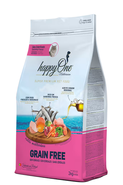 HappyOne Mediterraneum Gato Adulto Esterilizado Sardina Grain-Free - Pienso seco para gato esterilizado