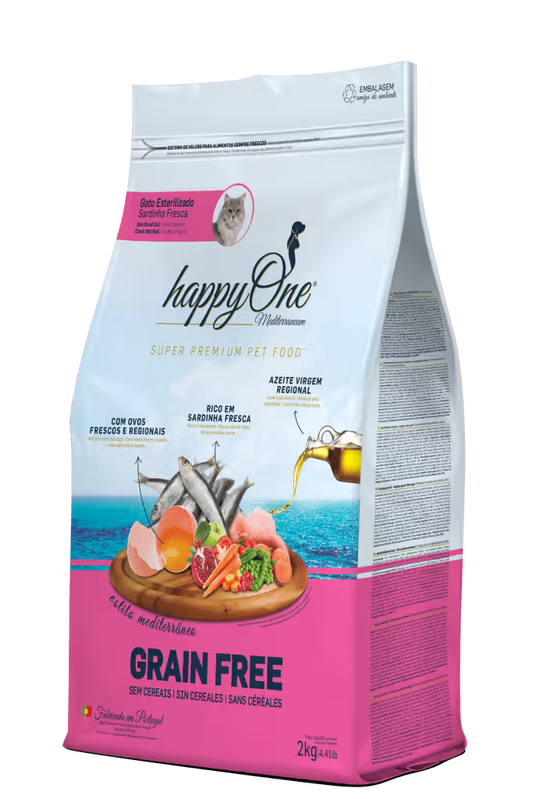 HappyOne Mediterraneum Gato Adulto Esterilizado Sardina Grain-Free - Pienso seco para gato esterilizado