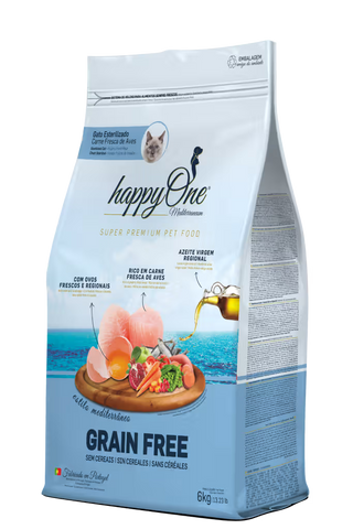 HappyOne Mediterraneum Gato Adulto Esterilizado Grain-Free Aves - Pienso seco para gatos esterilizados