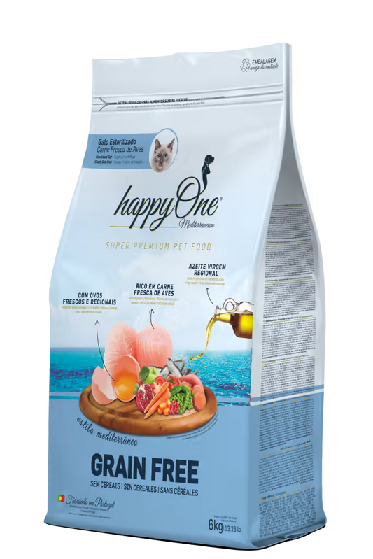 HappyOne Mediterraneum Gato Adulto Esterilizado Grain-Free Aves - Pienso seco para gatos esterilizados