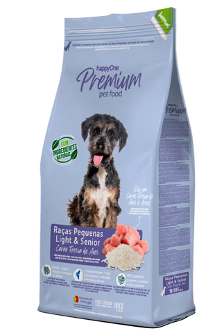 HappyOne Premium Perro Razas Pequeñas Light y Senior Aves - Pienso seco para perro para control de peso