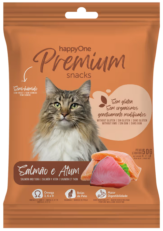 happyOne Premium Snacks Salmão e atum para Gato